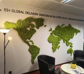 Карта на света в офиса на Exl Services